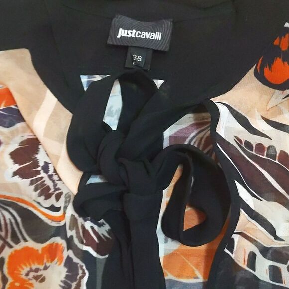 Just Cavalli Multicolor Floral Print Cotton & Silk Oversized Blouse S - Picture 5 of 11